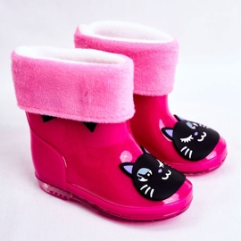 Børns gummiregn støvler Pink Cat sort lyserød 1
