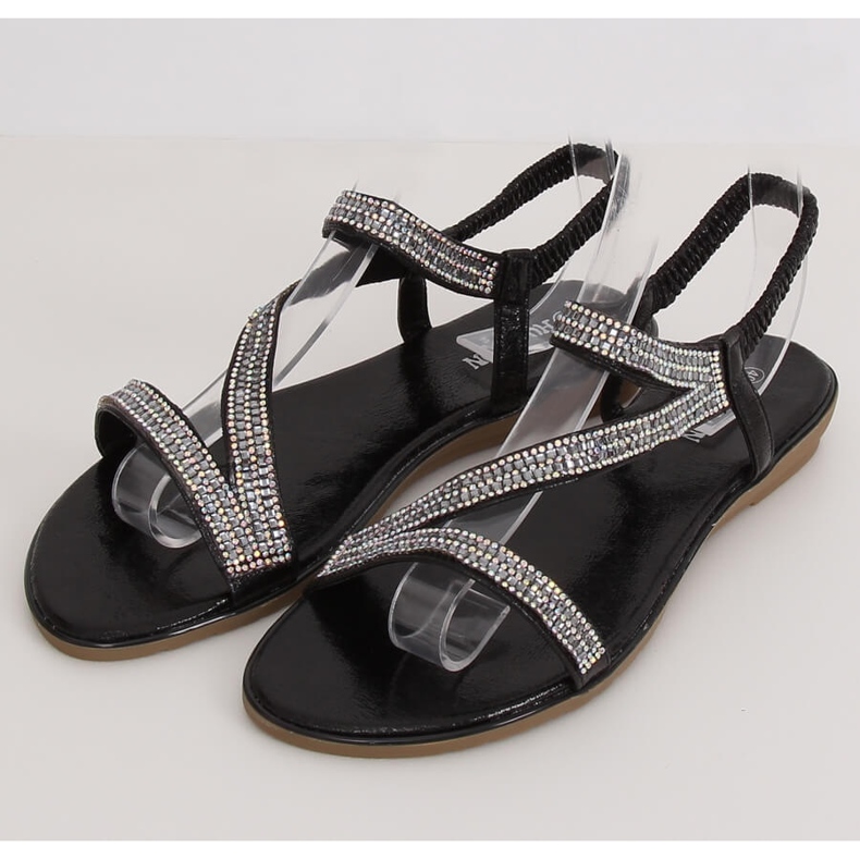 KM-33 Sorte asymmetriske sorte sandaler 1