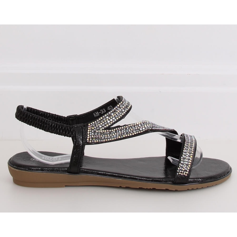 KM-33 Sorte asymmetriske sorte sandaler 2