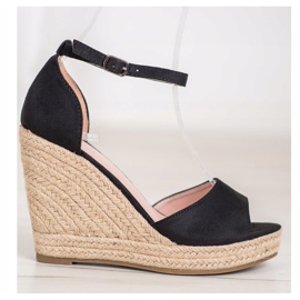 SHELOVET Sort Espadrilles på kilen 2