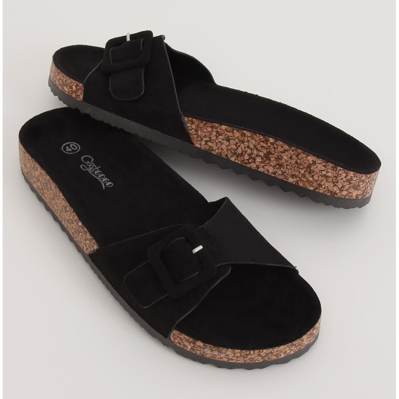 Sort G-5026 Hjemmesko i sort kork 1