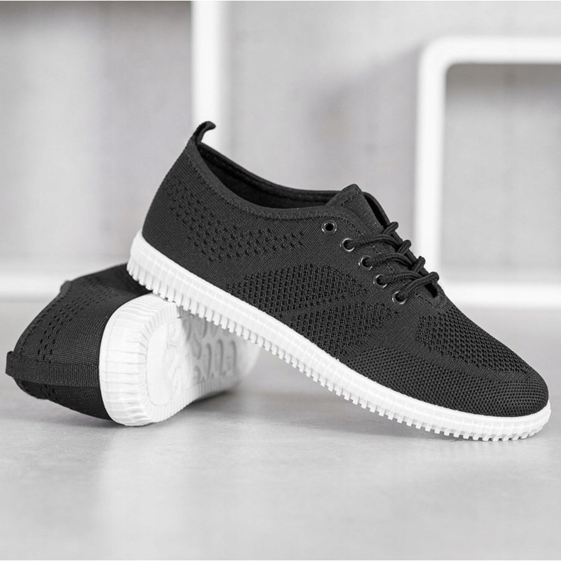 SHELOVET Bindede Openwork sneakers sort 2