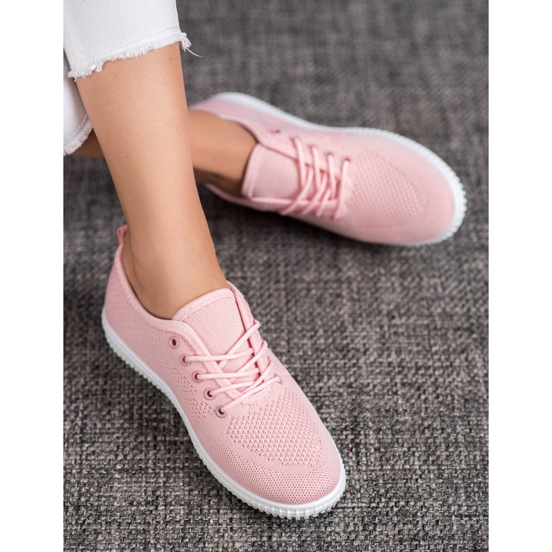 SHELOVET Bindede Openwork sneakers lyserød 1