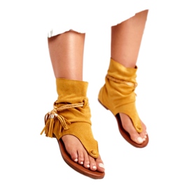 SEA Kvinders sandaler Klip-klapper med en skaft gul SL1011 Madrit 1