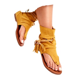 SEA Kvinders sandaler Klip-klapper med en skaft gul SL1011 Madrit 2