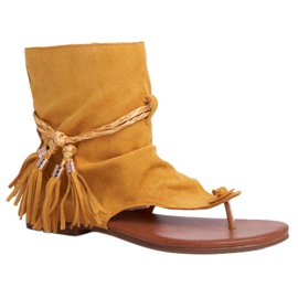 SEA Kvinders sandaler Klip-klapper med en skaft gul SL1011 Madrit 3