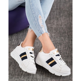 Weide Sneakers på platformen hvid sort gul 1