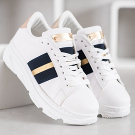 Weide Sneakers på platformen hvid sort gul 2