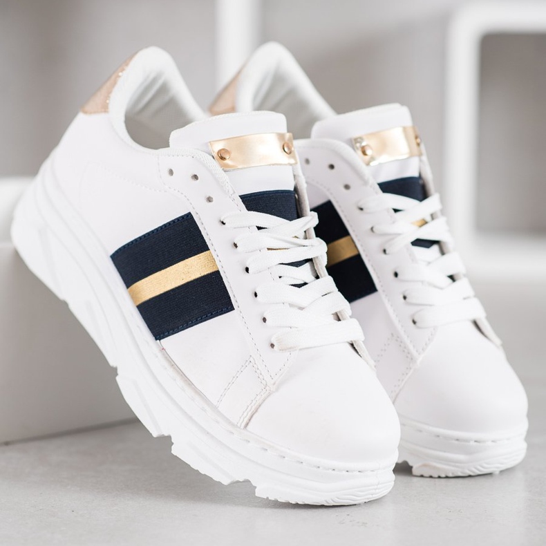 Weide Sneakers på platformen hvid sort gul 2