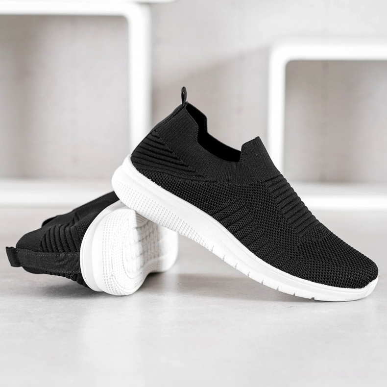 SHELOVET Tekstil Slip-On sko sort 1