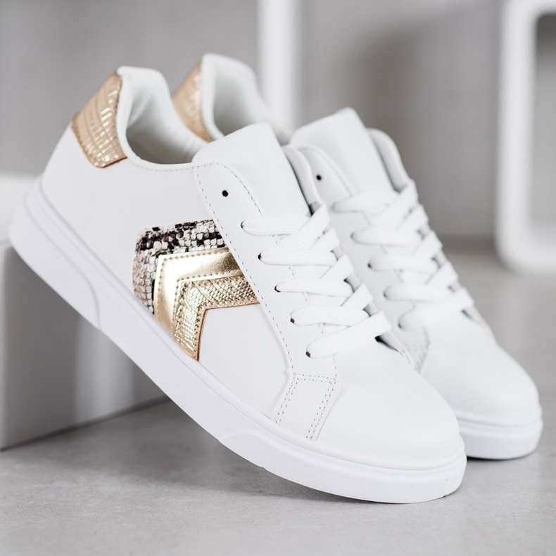 SHELOVET Moderigtige Eco -lædersko hvid gul 1