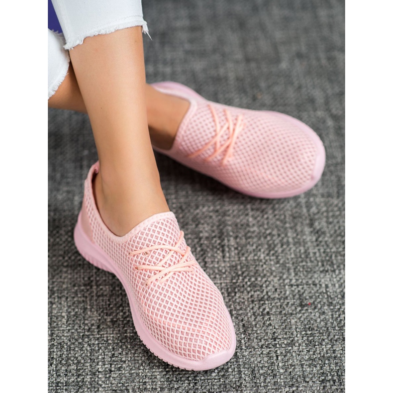 SHELOVET Bindede openwork sneakers lyserød 2