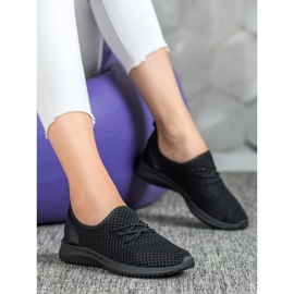 SHELOVET Bindede openwork sneakers sort 1