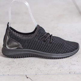 SHELOVET Bindede openwork sneakers sort 2