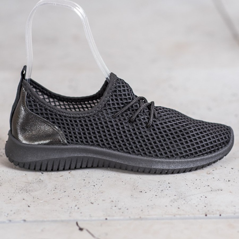 SHELOVET Bindede openwork sneakers sort 2
