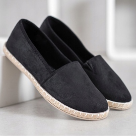 SHELOVET Sort Espadrilles med glitter 2