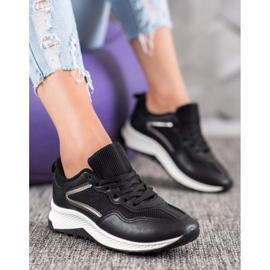 SHELOVET Klassiske sorte sneakers grå 1