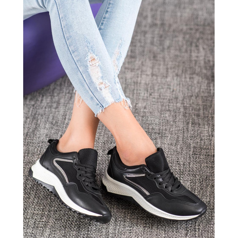 SHELOVET Klassiske sorte sneakers grå 2