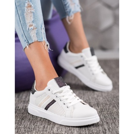 SHELOVET Openwork hvide sneakers sort 1
