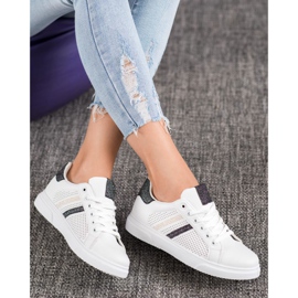SHELOVET Openwork hvide sneakers sort 2