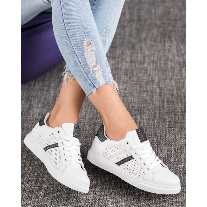 SHELOVET Openwork hvide sneakers sort 2