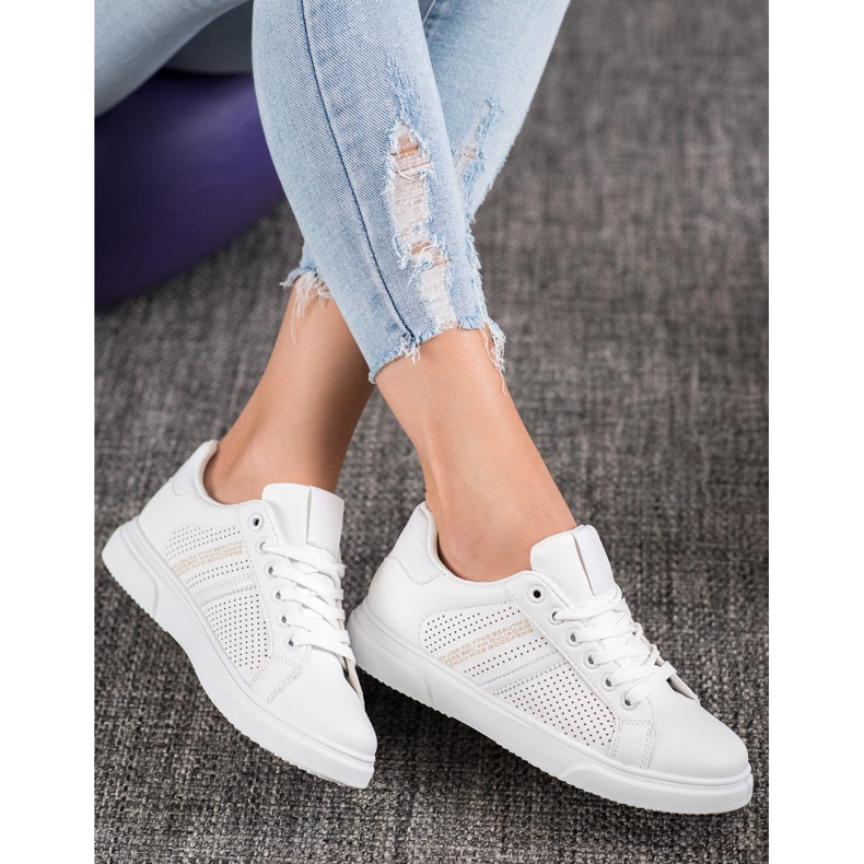 SHELOVET Openwork hvide sneakers 2