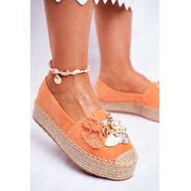 PS1 Kvinders Espadriller på Denver Orange Linen Platform 2