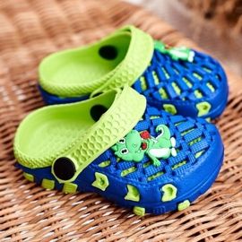 Tøfler til børn Skum Crocs Navy Blue Crocodile Casper blå gul 1