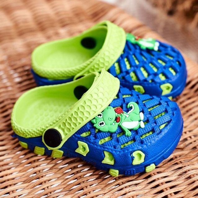 Tøfler til børn Skum Crocs Navy Blue Crocodile Casper blå gul 1
