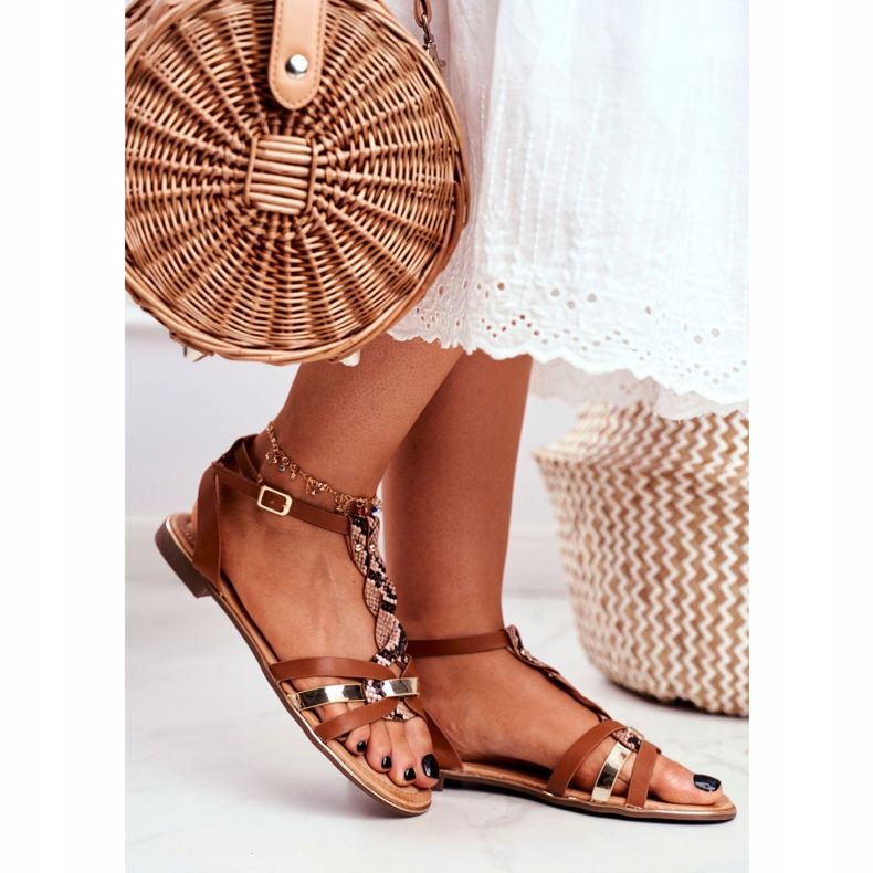 Kvinders sandaler Elegant brun slangeskind Brooke 2