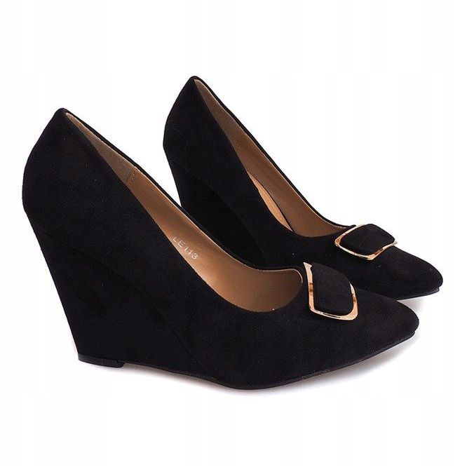 Suede Wedge Pumps LE113 Sort 1