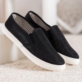 SHELOVET Slip-on sneakers med glitter sort 2