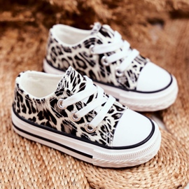 FRROCK Børnesneakers Hvid skinnende leopard Berni brun brun 1