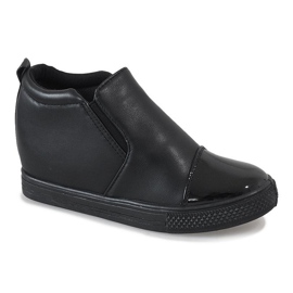 Sorte sneakers på kilen DD409-1 1