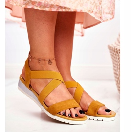 PS1 Kvinders sandaler på kile gul slip-on harper 1