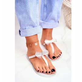 LU BOO Kvinders gummistøvler Hvide flip -flops Rhinestones Lou 1