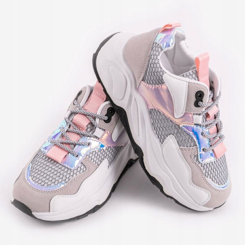 Hvide sneakers med pink RAL-63 skær lyserød 1
