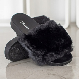 Bona Moderigtige flip-flops med pels sort 1