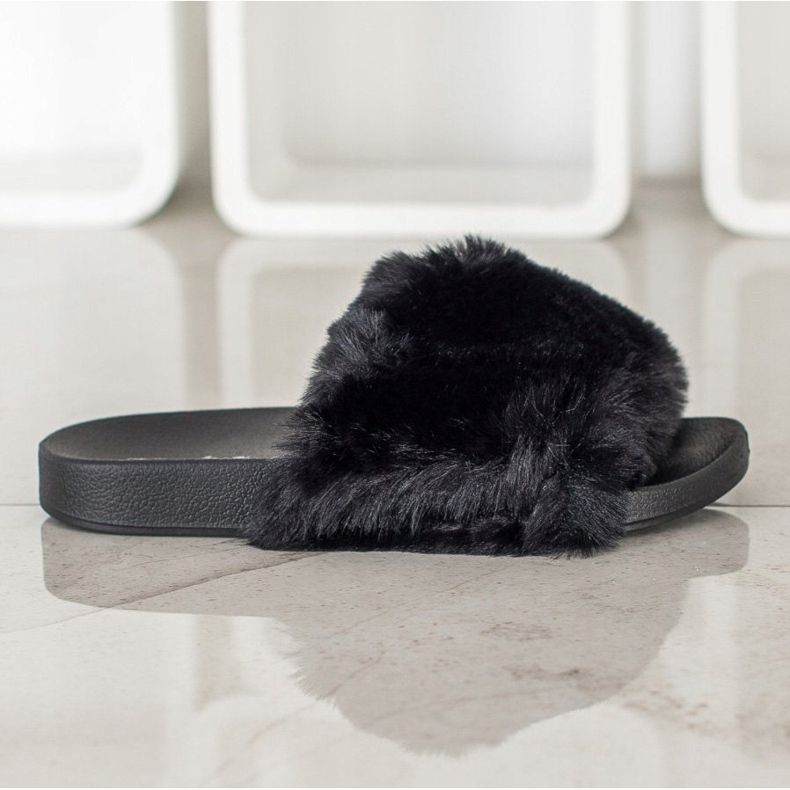 Bona Moderigtige flip-flops med pels sort 2