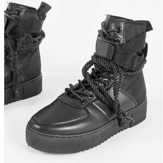 Sorte flade sneakers Y-026 2