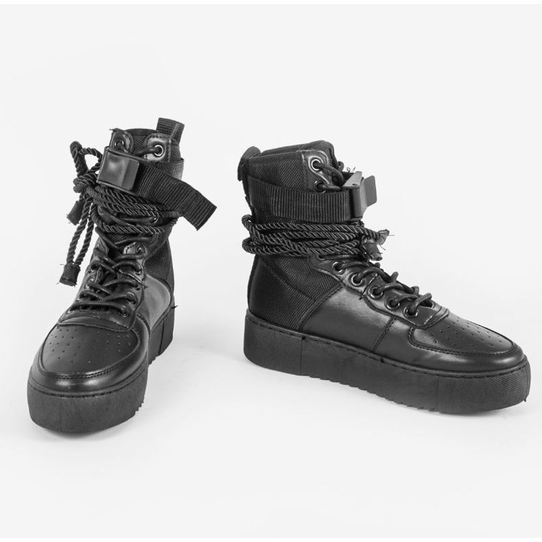 Sorte flade sneakers Y-026 1