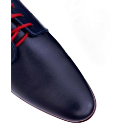 Mario Boschetti Brogues til mænd, Elegant læder, Marineblå Menelaos rød 3