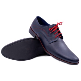 Mario Boschetti Brogues til mænd, Elegant læder, Marineblå Menelaos rød 1