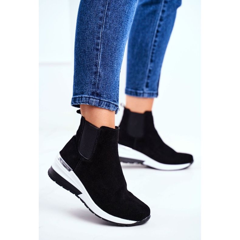 Vinceza Kvinders sportsko sneakers sort læder 21-7781 1