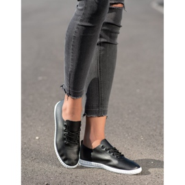 SHELOVET Sorte sneakers med Eco Leather 2