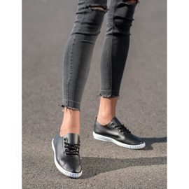 SHELOVET Sorte sneakers med Eco Leather 1