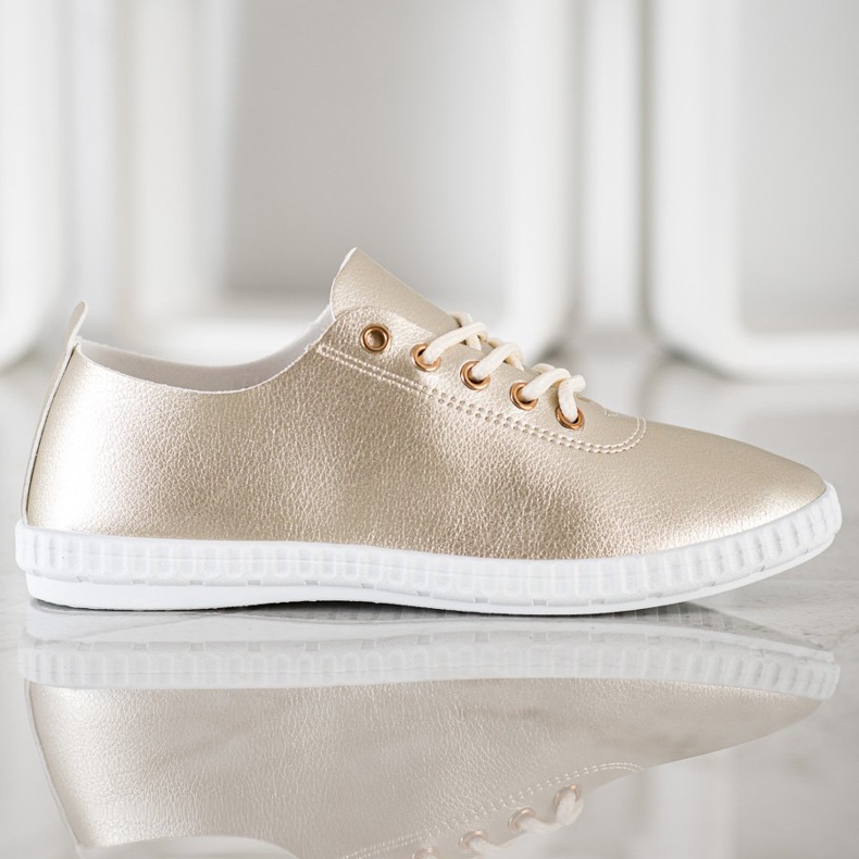 SHELOVET Gyldne sneakers med Eco Leather gylden 2