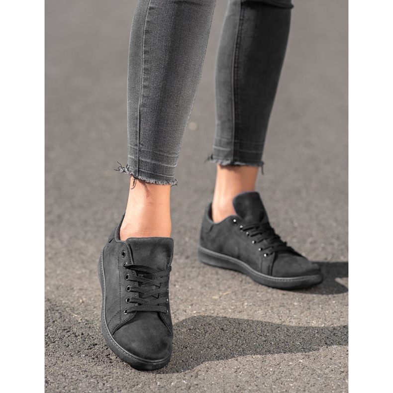 SHELOVET Sort ruskind sneakers 2