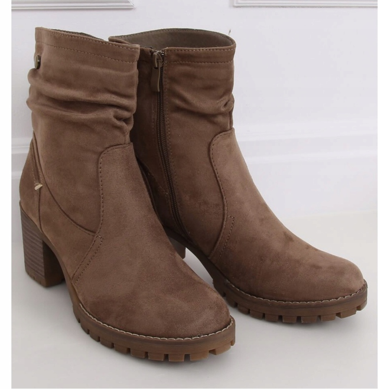 Støvler på høje hæle mørk beige QQ-02 Khaki kaki 1