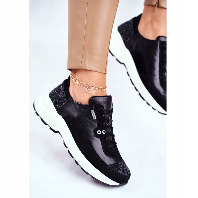 Sportssko til kvinder Sneakers Maciejka Læder 04845-01 sort 2